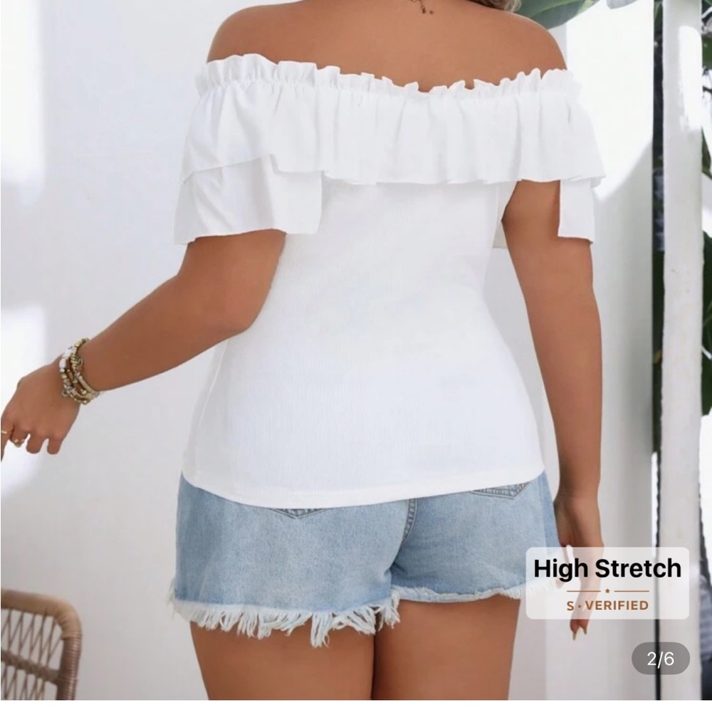 SHEIN White Ruffled Cap Sleeve Blouse